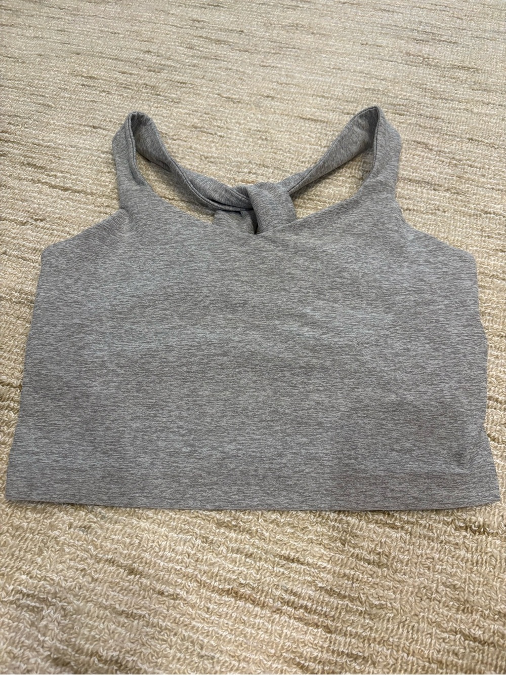 Beyond Yoga Heather Gray Knot-Back Cropped Tank